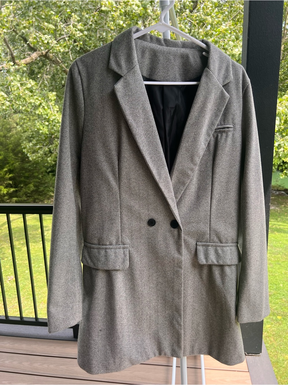 Classic Gray Women's Long Blazer Coat MEDIUM